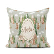 Custom Name Watercolor Woodland Bear Trees Seamless Pattern Sage Square Filled Cushion Throw Pillow Sofa Bed Home Decor Zip Washable UK Made