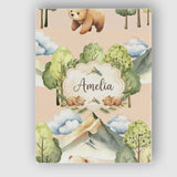 Personalised Name Watercolor Woodland Bear Custom  Unique Gift Idea Elegant Feature Canvas Wall Art Print Decor Picture Ready to Hang