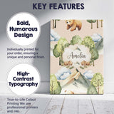 Personalised Name Watercolor Woodland Bear Custom  Unique Gift Idea Elegant Feature Canvas Wall Art Print Decor Picture Ready to Hang