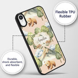 Watercolor Woodland Bear Trees Mountains Seamless Custom Name Protective Phone Case Mobile Cover Durable Everyday Smartphone Shock Resistant