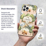 Watercolor Woodland Bear Trees Mountains Seamless Custom Name Protective Phone Case Mobile Cover Durable Everyday Smartphone Shock Resistant