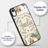 Watercolor Woodland Bear Trees Mountains Seamless Custom Name Protective Phone Case Mobile Cover Durable Everyday Smartphone Shock Resistant