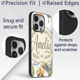 Watercolor Woodland Bear Trees Mountains Seamless Custom Name Protective Phone Case Mobile Cover Durable Everyday Smartphone Shock Resistant