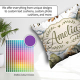 Custom Name Watercolor Woodland Bear Trees Seamless Pattern Pale Square Filled Cushion Throw Pillow Sofa Bed Home Decor Zip Washable UK Made