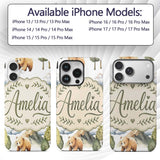 Watercolor Woodland Bear Trees Mountains Seamless Custom Name Protective Phone Case Mobile Cover Durable Everyday Smartphone Shock Resistant