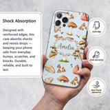 Watercolor Forest Mushrooms Toadstools Seamless Custom Name Protective Phone Case Mobile Cover Durable Everyday Smartphone Shock Resistant