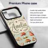 Watercolor Forest Mushrooms Toadstools Seamless Custom Name Protective Phone Case Mobile Cover Durable Everyday Smartphone Shock Resistant