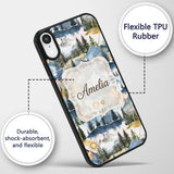Watercolor Mountain Landscape Pine Trees Seamless Custom Name Protective Phone Case Mobile Cover Durable Everyday Smartphone Shock Resistant