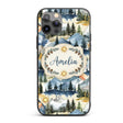 Watercolor Mountain Landscape Pine Trees Seamless Custom Name Protective Phone Case Mobile Cover Durable Everyday Smartphone Shock Resistant