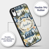 Watercolor Mountain Landscape Pine Trees Seamless Custom Name Protective Phone Case Mobile Cover Durable Everyday Smartphone Shock Resistant