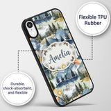 Watercolor Mountain Landscape Pine Trees Seamless Custom Name Protective Phone Case Mobile Cover Durable Everyday Smartphone Shock Resistant