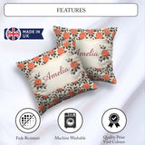 Custom Name Coral Camellia Botanical Background Seamless Pattern Square Filled Cushion Throw Pillow Sofa Bed Home Decor Zip Washable UK Made