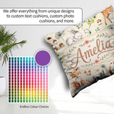 Custom Name Woodland Animals Fox Butterfly Seamless Pattern Sage Square Filled Cushion Throw Pillow Sofa Bed Home Decor Zip Washable UK Made