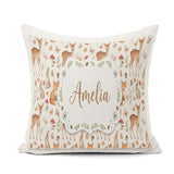Custom Name Woodland Animals Rabbit Fox Butterfly Seamless Cream Square Filled Cushion Throw Pillow Sofa Bed Home Decor Zip Washable UK Made