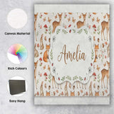 Personalised Name Cute Woodland Animals Custom  Modern Room Accent Elegant Feature Canvas Wall Art Print Decor Picture Ready to Hang