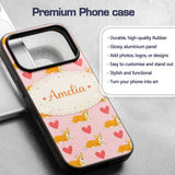 Playful Corgi Dogs Heart Seamless Printed Design Custom Name Protective Phone Case Mobile Cover Durable Everyday Smartphone Shock Resistant