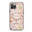 Cute Woodland Animals Rabbit Fox Printed Design Custom Name Protective Phone Case Mobile Cover Durable Everyday Smartphone Shock Resistant