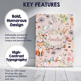Personalised Name Cute Woodland Animals Custom  Modern Room Accent Elegant Feature Canvas Wall Art Print Decor Picture Ready to Hang