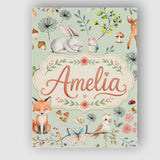 Personalised Name Cute Woodland Animals Custom  Modern Room Accent Elegant Feature Canvas Wall Art Print Decor Picture Ready to Hang