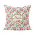 Custom Name Pink and Red Rose Garden Floral Seamless Pattern Square Filled Cushion Throw Pillow Sofa Bed Home Decor Zip Washable UK Made
