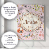 Personalised Name Woodland Animals Rabbit Custom  Unique Gift Idea Elegant Feature Canvas Wall Art Print Decor Picture Ready to Hang