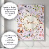 Personalised Name Cute Woodland Animals Custom  Modern Room Accent Elegant Feature Canvas Wall Art Print Decor Picture Ready to Hang