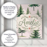 Personalised Name Watercolor Pine Tree Custom  Modern Room Accent Elegant Feature Canvas Wall Art Print Decor Picture Ready to Hang