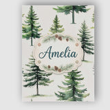 Personalised Name Watercolor Pine Tree Custom  Modern Room Accent Elegant Feature Canvas Wall Art Print Decor Picture Ready to Hang