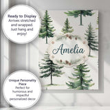 Personalised Name Watercolor Pine Tree Custom  Modern Room Accent Elegant Feature Canvas Wall Art Print Decor Picture Ready to Hang