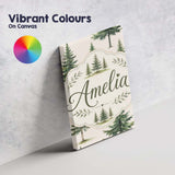 Personalised Name Watercolor Pine Tree Custom  Modern Room Accent Elegant Feature Canvas Wall Art Print Decor Picture Ready to Hang