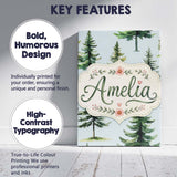 Personalised Name Watercolor Pine Tree Custom  Modern Room Accent Elegant Feature Canvas Wall Art Print Decor Picture Ready to Hang