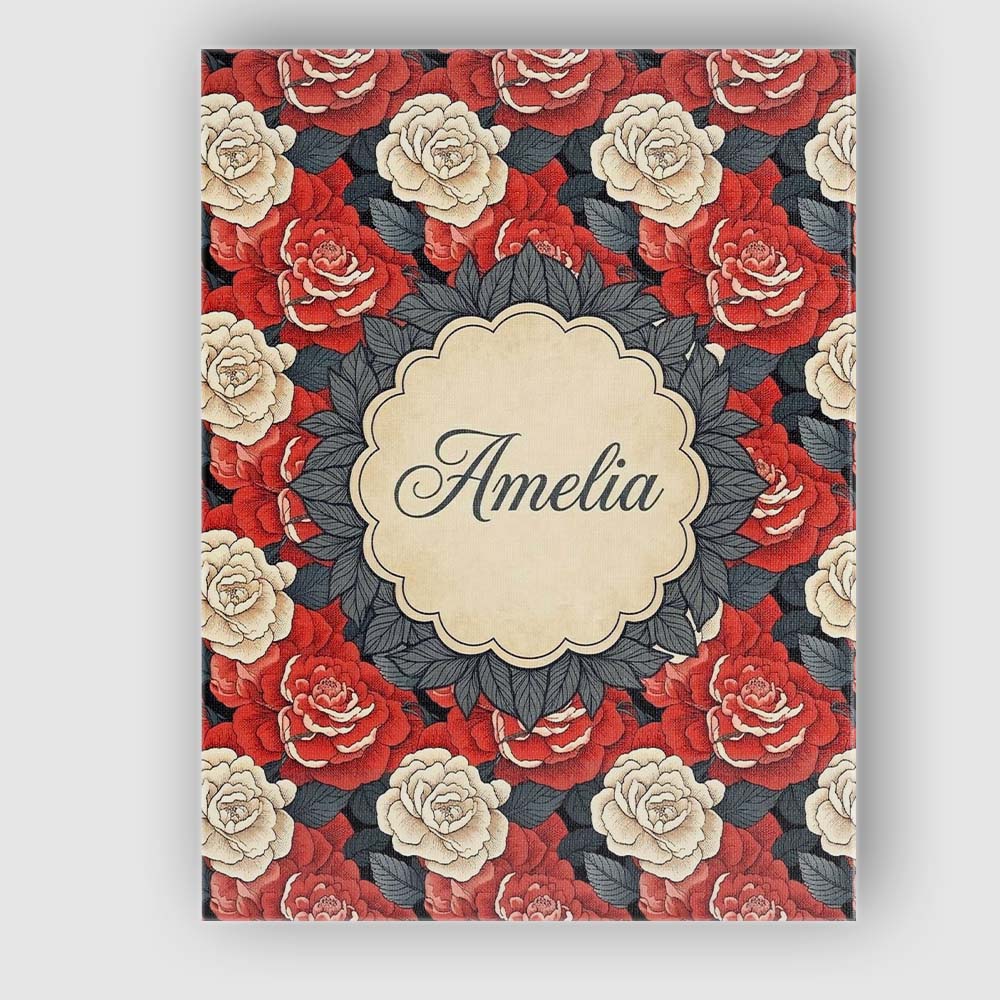 Personalised Name Classic Red and Ivory Rose Dense Floral Seamless Custom  Unique Canvas Wall Art Print Decor Picture Ready to Hang