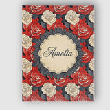 Personalised Name Classic Red and Ivory Rose Dense Floral Seamless Custom  Unique Canvas Wall Art Print Decor Picture Ready to Hang
