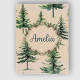 Personalised Name Watercolor Pine Tree Custom  Modern Room Accent Elegant Feature Canvas Wall Art Print Decor Picture Ready to Hang