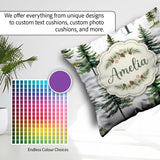 Custom Name Watercolor Pine Tree Seamless Pattern Off Background Square Filled Cushion Throw Pillow Sofa Bed Home Decor Zip Washable UK Made