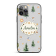 Watercolor Forest Trees Mushrooms Sun Moon Stars Custom Name Protective Phone Case Mobile Cover Durable Everyday Smartphone Shock Resistant
