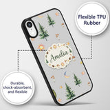 Watercolor Forest Trees Mushrooms Sun Moon Stars Custom Name Protective Phone Case Mobile Cover Durable Everyday Smartphone Shock Resistant