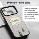 Watercolor Forest Trees Mushrooms Sun Moon Stars Custom Name Protective Phone Case Mobile Cover Durable Everyday Smartphone Shock Resistant