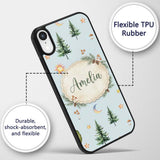 Watercolor Forest Trees Mushrooms Sun Moon Stars Custom Name Protective Phone Case Mobile Cover Durable Everyday Smartphone Shock Resistant