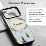 Watercolor Forest Trees Mushrooms Sun Moon Stars Custom Name Protective Phone Case Mobile Cover Durable Everyday Smartphone Shock Resistant