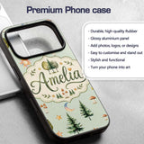 Watercolor Forest Trees Mushrooms Sun Moon Stars Custom Name Protective Phone Case Mobile Cover Durable Everyday Smartphone Shock Resistant