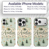 Watercolor Forest Trees Mushrooms Sun Moon Stars Custom Name Protective Phone Case Mobile Cover Durable Everyday Smartphone Shock Resistant