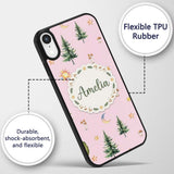 Watercolor Forest Trees Mushrooms Sun Moon Stars Custom Name Protective Phone Case Mobile Cover Durable Everyday Smartphone Shock Resistant