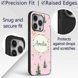 Watercolor Forest Trees Mushrooms Sun Moon Stars Custom Name Protective Phone Case Mobile Cover Durable Everyday Smartphone Shock Resistant