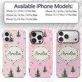 Watercolor Forest Trees Mushrooms Sun Moon Stars Custom Name Protective Phone Case Mobile Cover Durable Everyday Smartphone Shock Resistant