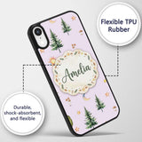 Watercolor Forest Trees Mushrooms Sun Moon Stars Custom Name Protective Phone Case Mobile Cover Durable Everyday Smartphone Shock Resistant