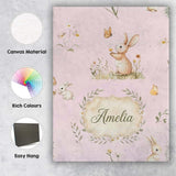 Personalised Name Cute Bunny Rabbit Butterfly Custom Unique Gift Idea Modern Room Accent Canvas Wall Art Print Decor Picture Ready to Hang