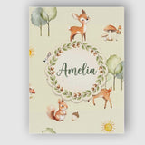 Personalised Name Woodland Deer Fox Squirrel Custom Bespoke  Contemporary Display Canvas Wall Art Print Decor Picture Ready to Hang