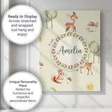 Personalised Name Woodland Deer Fox Squirrel Custom Bespoke  Contemporary Display Canvas Wall Art Print Decor Picture Ready to Hang