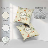 Custom Name Woodland Deer Fox Squirrel Mushroom Seamless Pattern Square Filled Cushion Throw Pillow Sofa Bed Home Decor Zip Washable UK Made